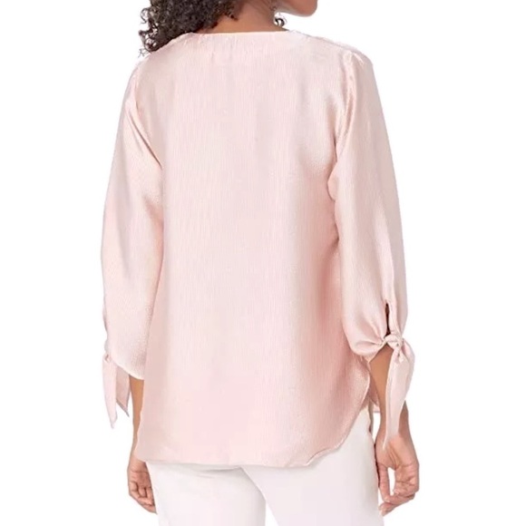 Michael Kors Blush Pink Loose fit, Recycled Poly Easy Care Tie Tunic Shirt Sz S - Picture 2 of 12